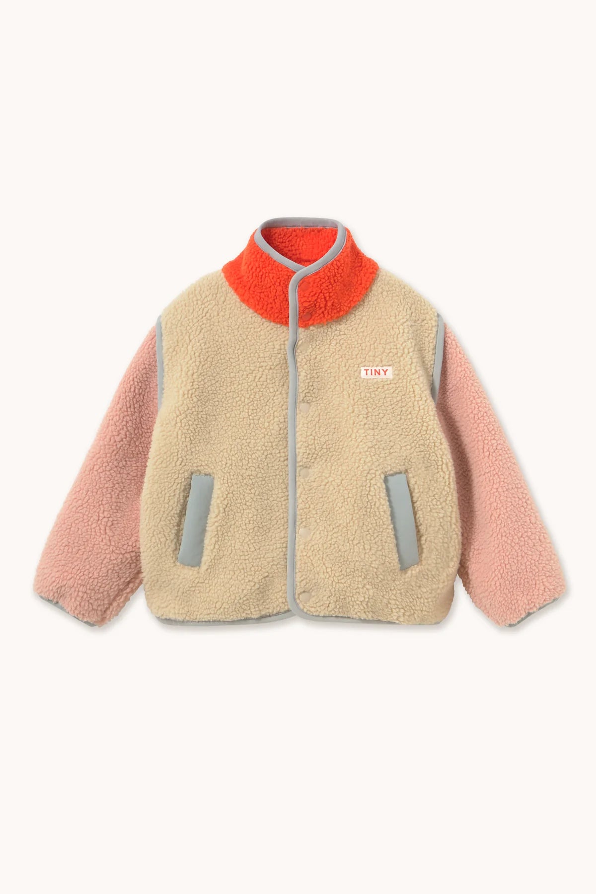 Tiny Cottons Color Block Sherpa Jacket Vanilla