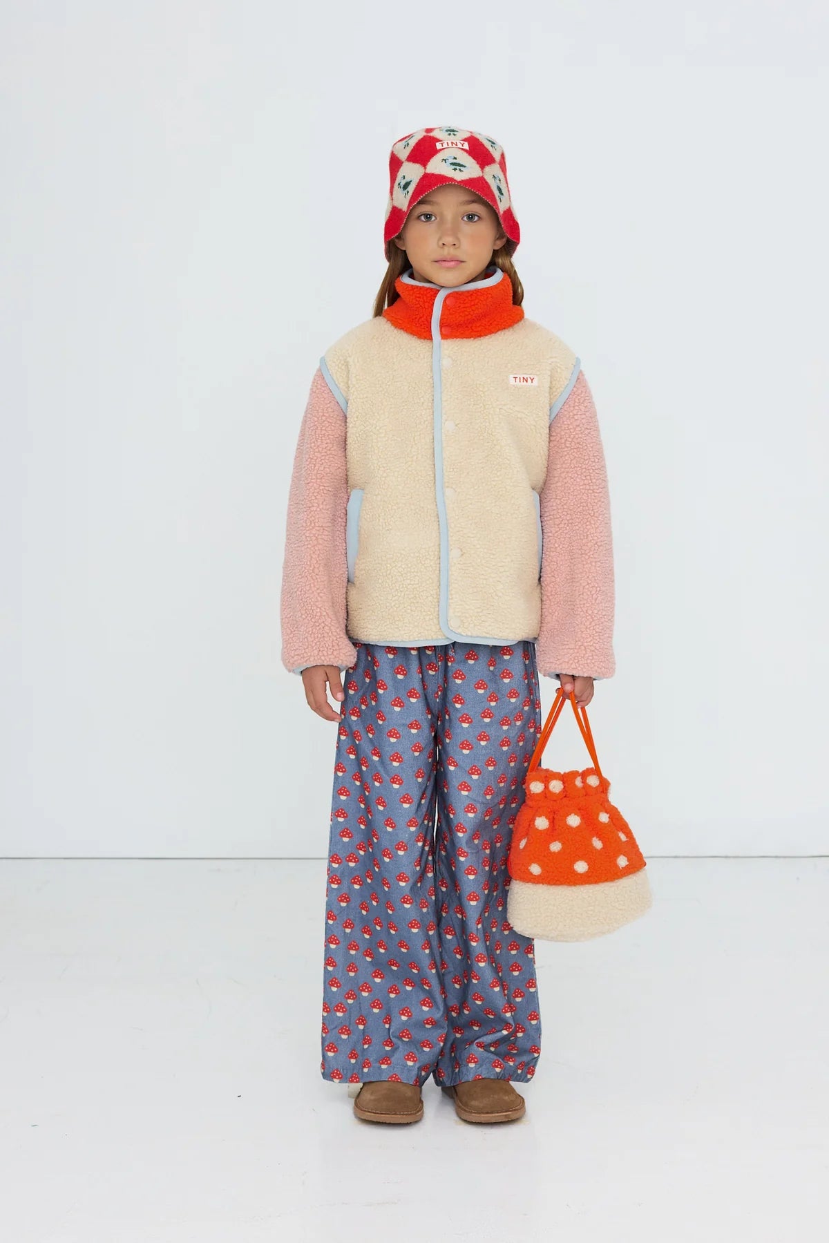 Tiny Cottons Color Block Sherpa Jacket Vanilla
