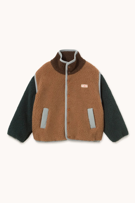 Tiny Cottons Color Block Sherpa Jacket Light Brown