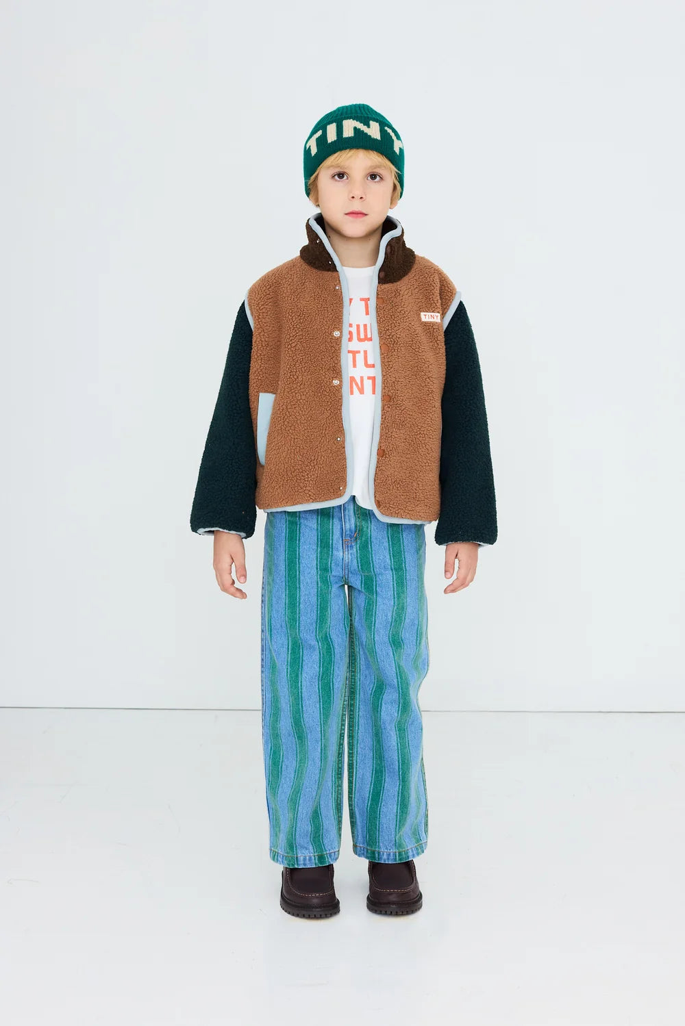 Tiny Cottons Color Block Sherpa Jacket Light Brown