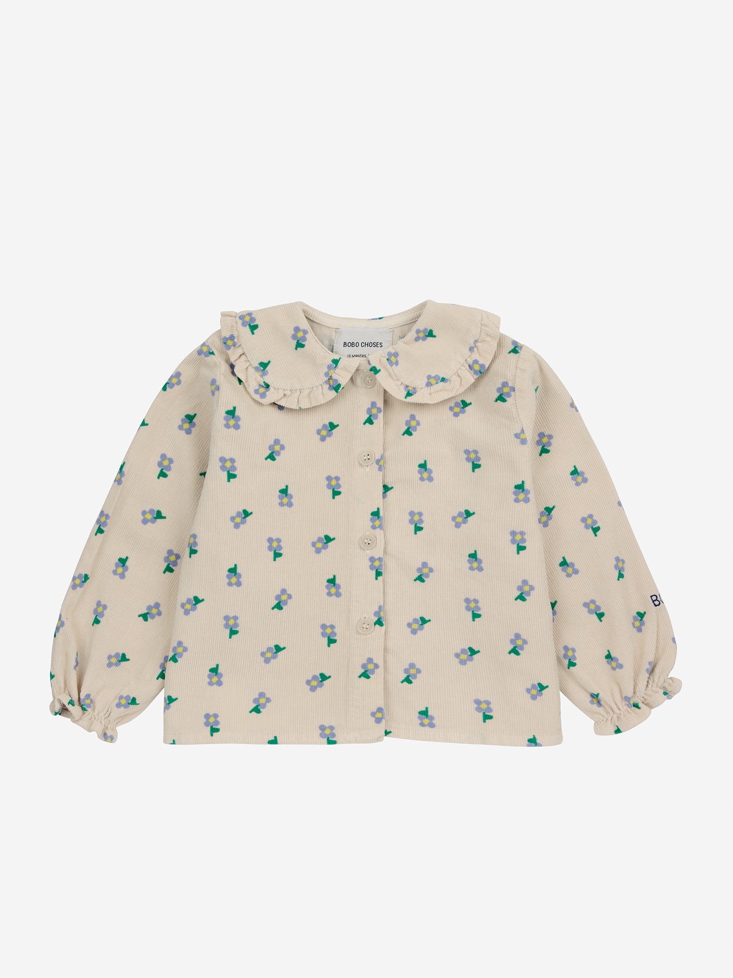 Bobo Choses Baby Pansy Flower All Over Blouse Offwhite