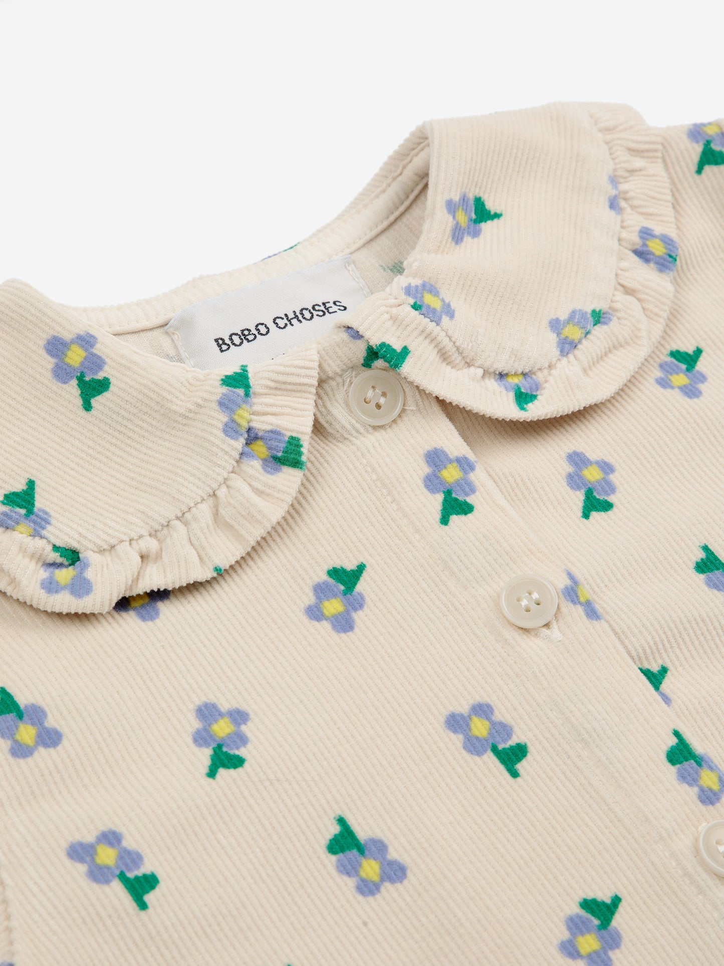 Bobo Choses Baby Pansy Flower All Over Blouse Offwhite