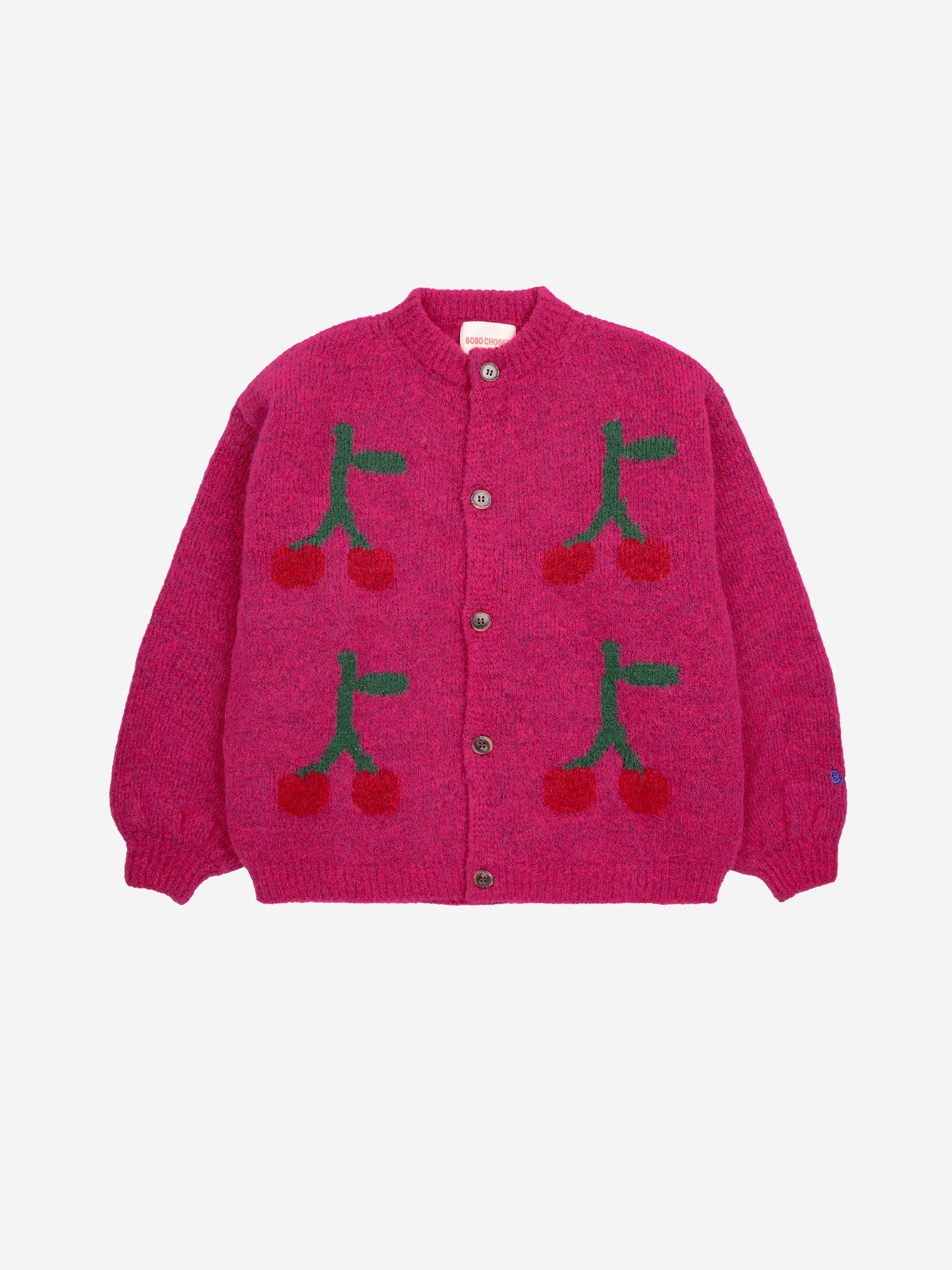 Bobo Choses Bobo Cherry Intarsia Cardigan Fuchsia Pitt Street Kids