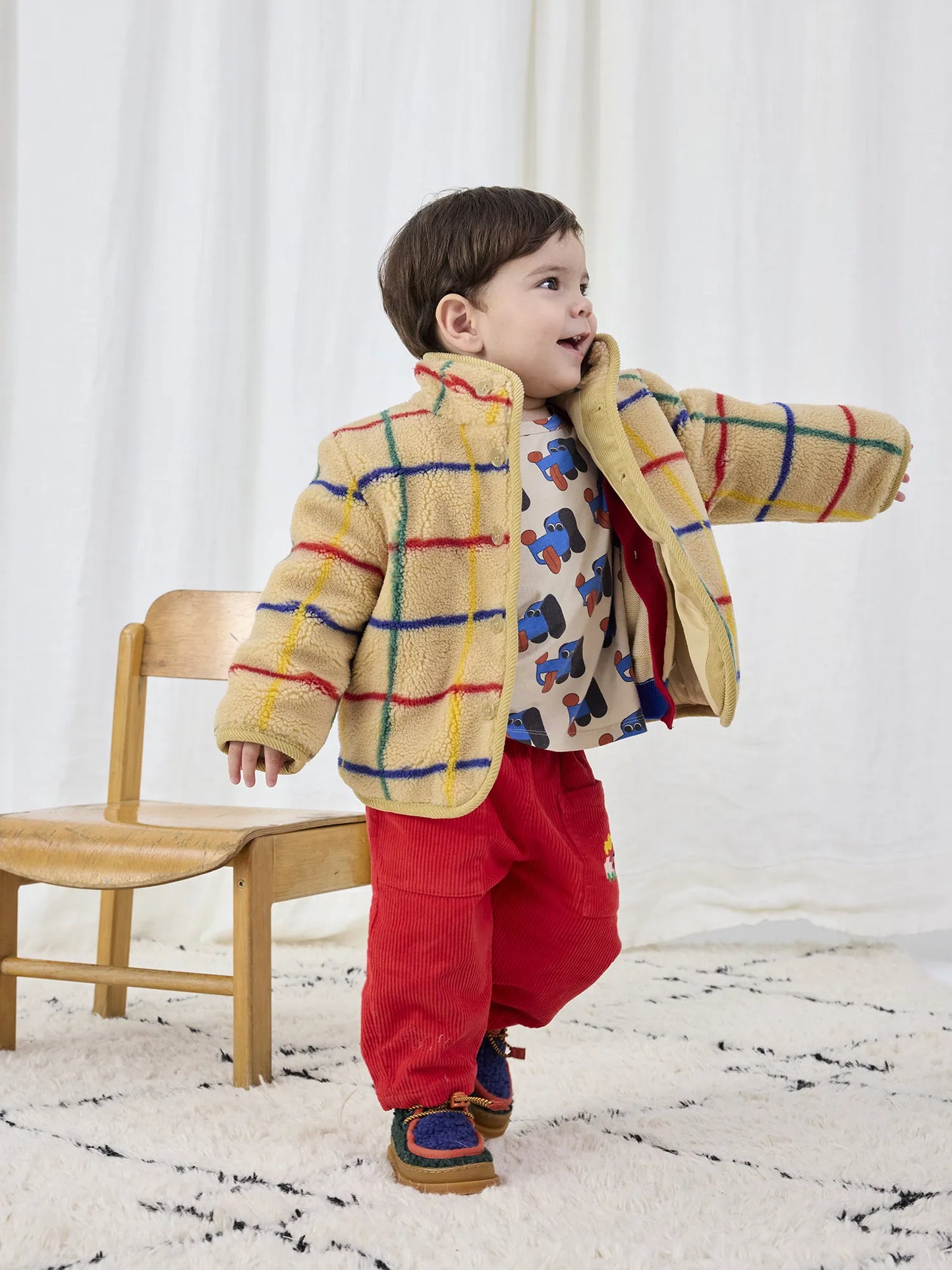 Bobo Choses Stripe Color Sheepskin Jacket