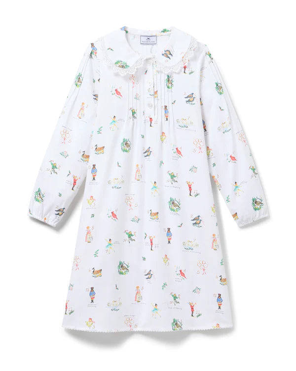 Petite Plume Children's Twill Lola Nightgown in 12 Days of Christmas