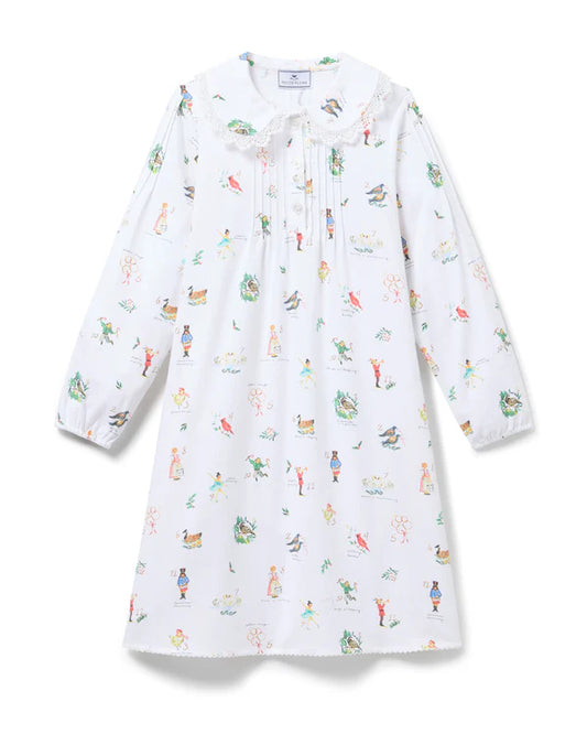 Petite Plume Children's Twill Lola Nightgown in 12 Days of Christmas