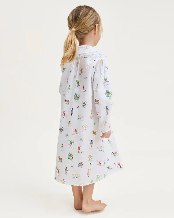 Petite Plume Children's Twill Lola Nightgown in 12 Days of Christmas