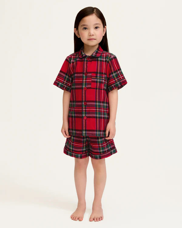 Petite Plume Children's Brushed Twill Short Set in Imperial Tartan