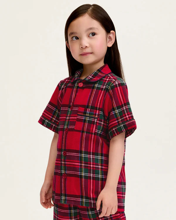 Petite Plume Children's Brushed Twill Short Set in Imperial Tartan