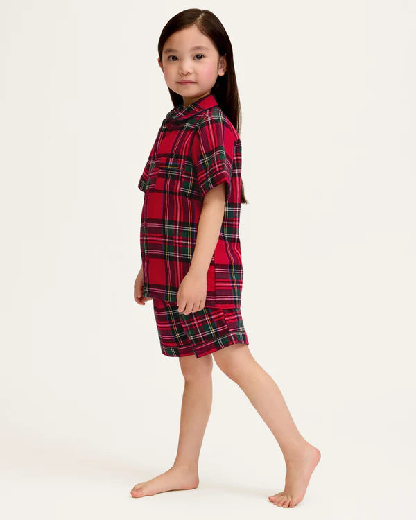 Petite Plume Children's Brushed Twill Short Set in Imperial Tartan