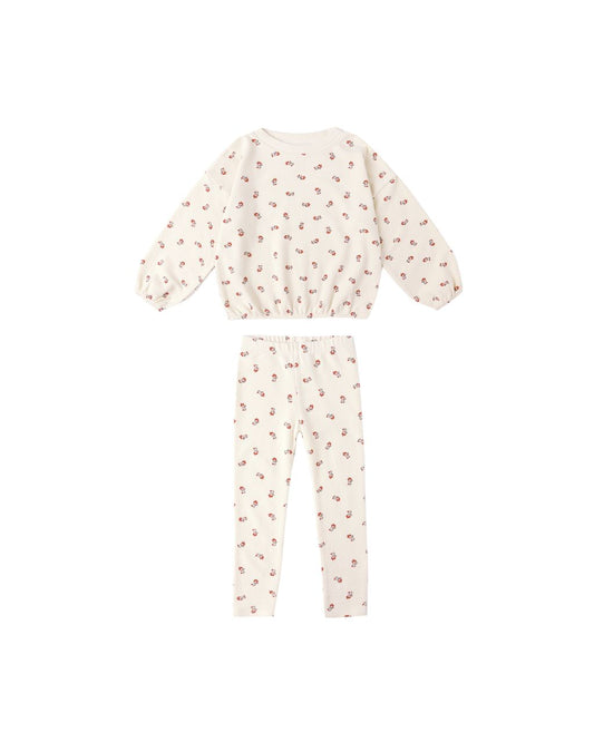 Rylee + Cru Spongey Knit Set Ruby Ditsy