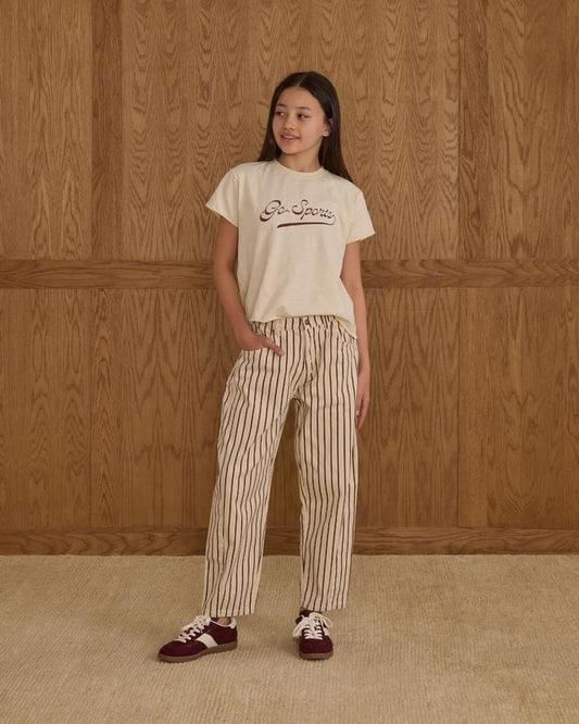 Rylee + Cru Barrel Pant Burgundy Pinstripe
