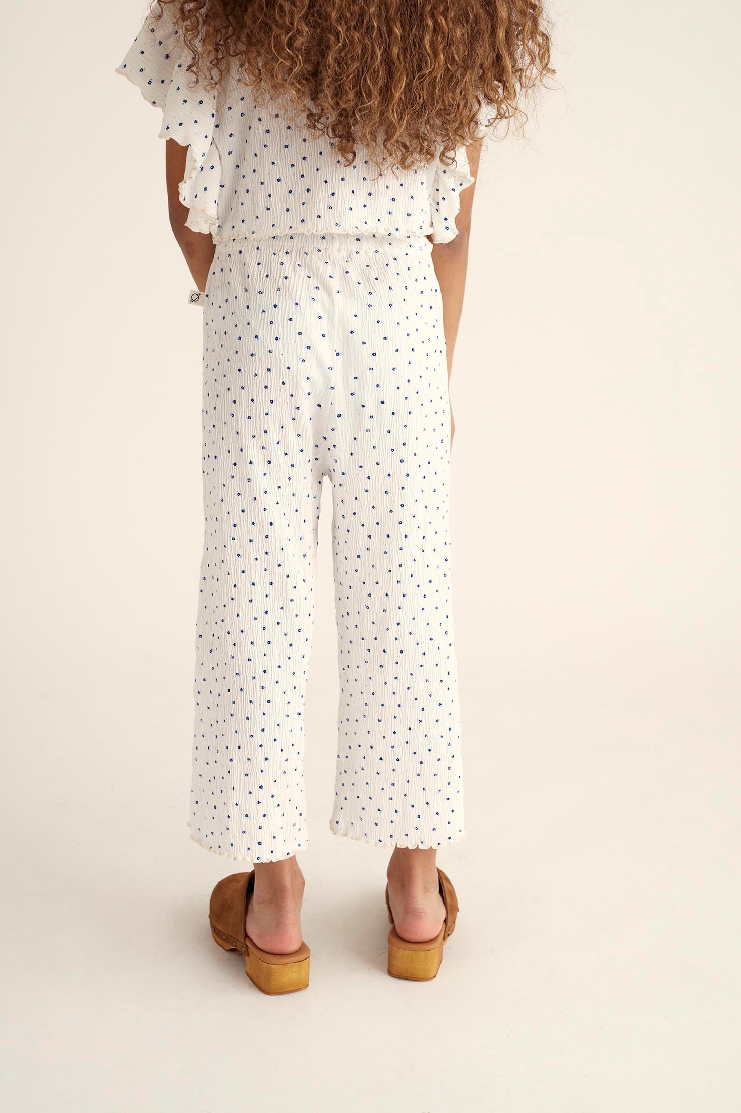 My Little Cozmo Floral Gauze Pants Ivory Blue