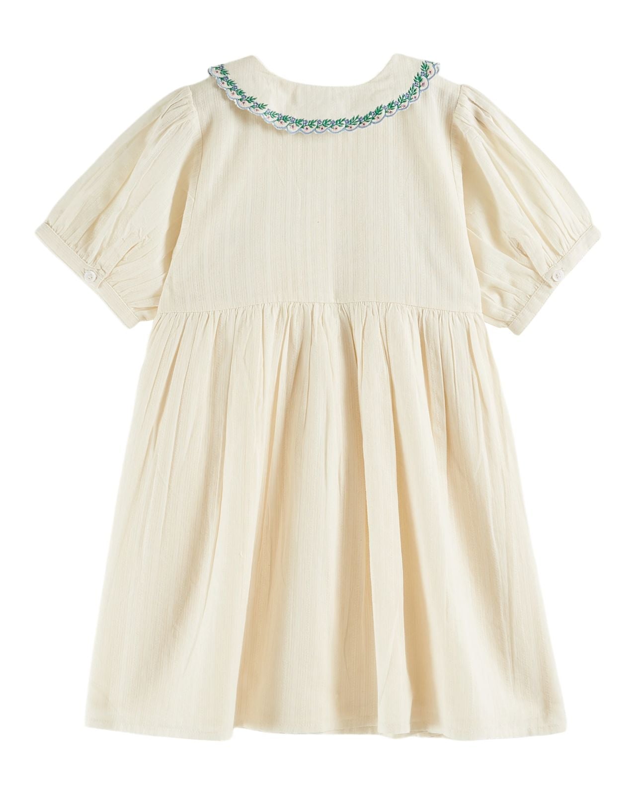 Emile et Ida Hand Embroidered Dress Ecru