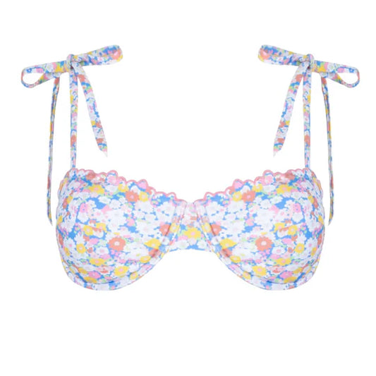 Minnow Women’s Jasmine Blossom Cup Bikini Top With Tie Straps