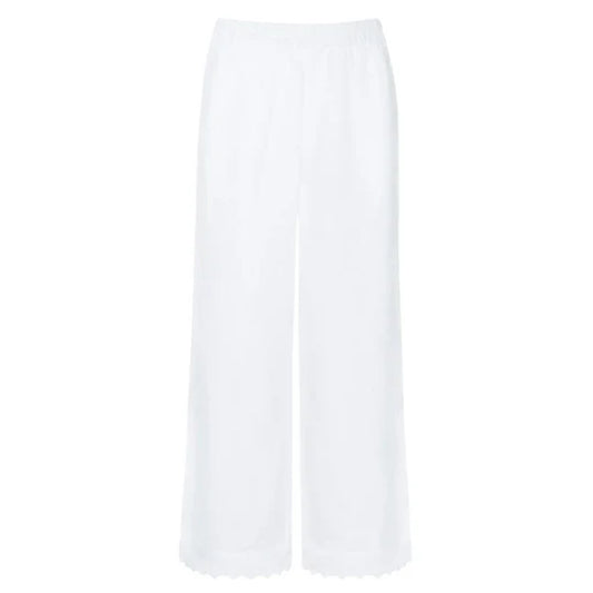 Minnow Women’s White Scalloped Linen Beach Pant