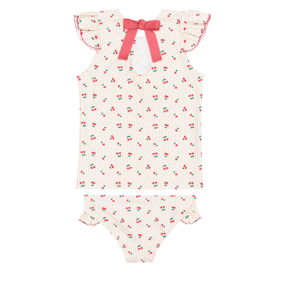 Minnow Girls Summer Cherries Ruffle Sleeve Rashguard Set