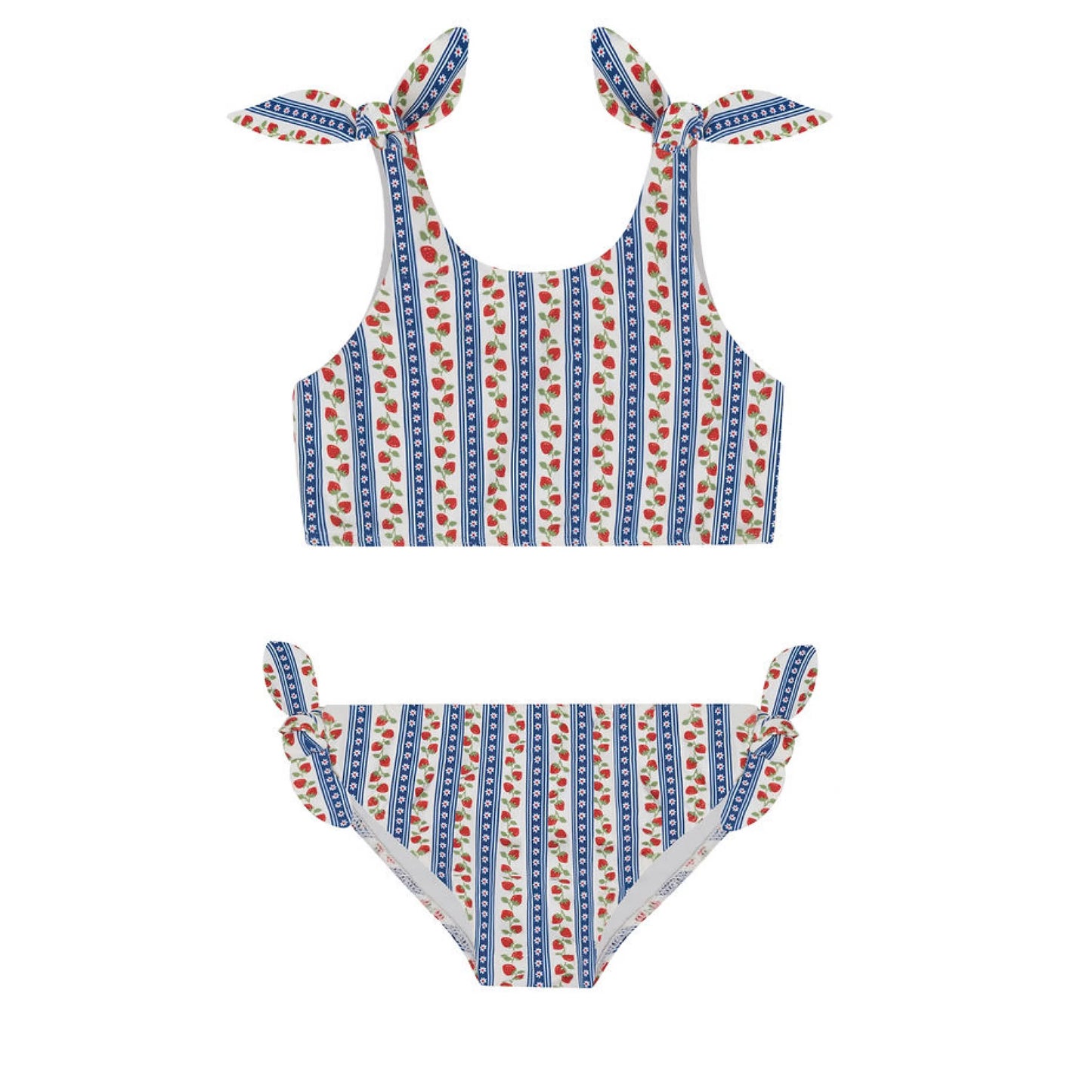 minnow girls strawberry patch tie knot bikini