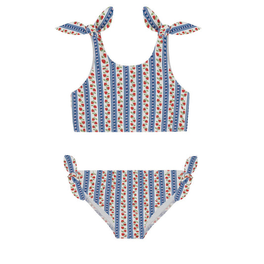 minnow girls strawberry patch tie knot bikini