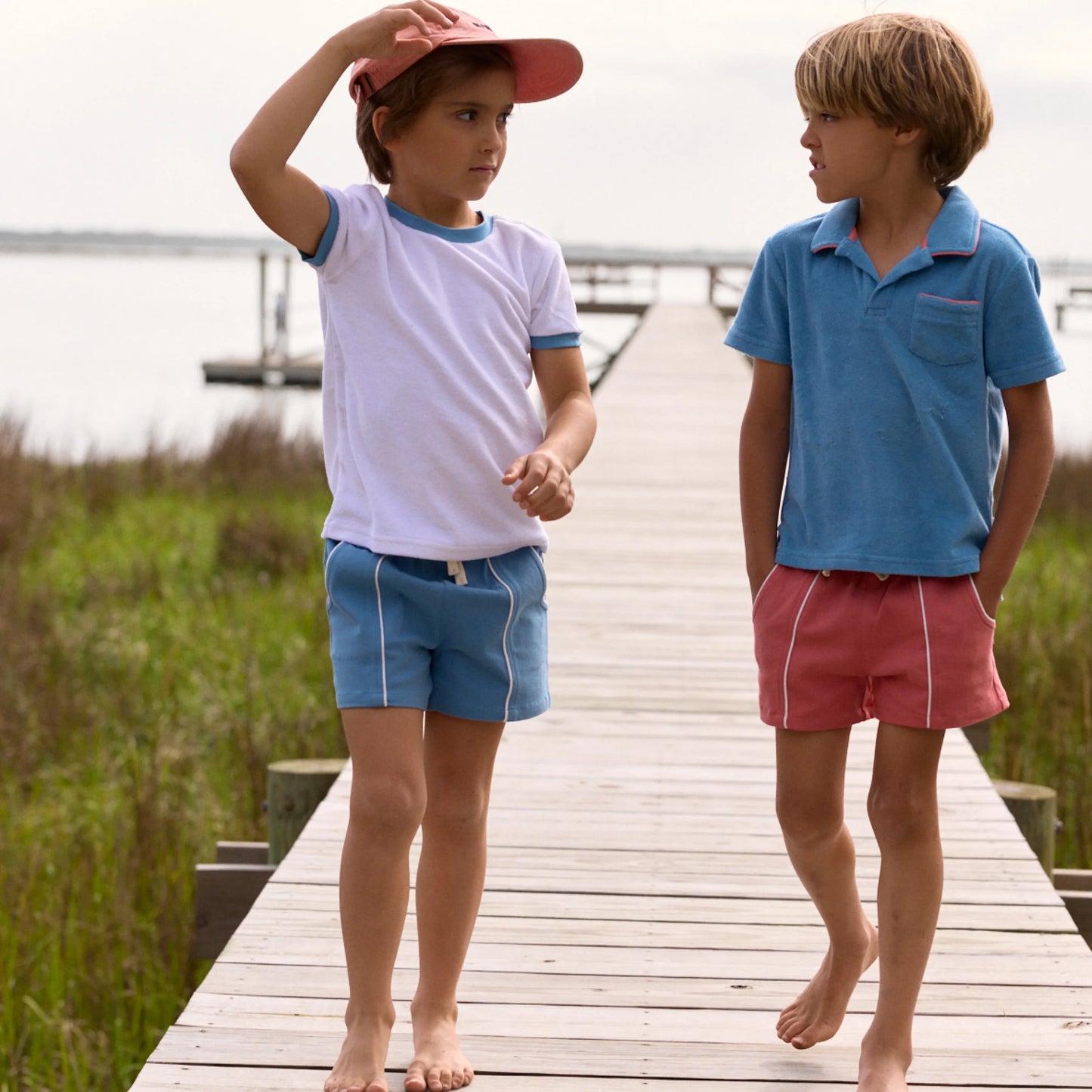 minnow boys cerulean blue ultra-soft twill shorts