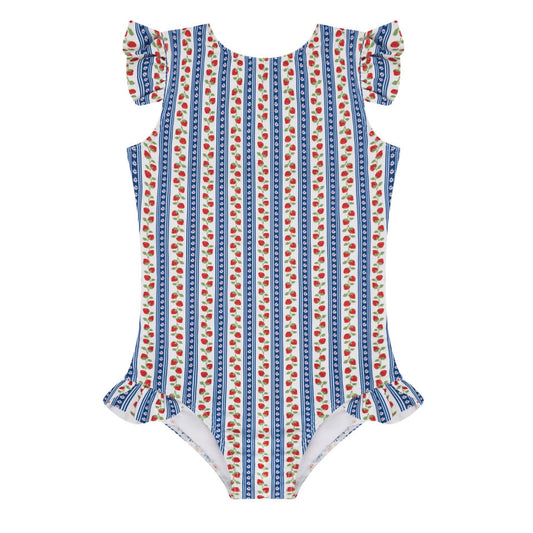 minnow girls strawberry patch ruffle cap sleeve one piece