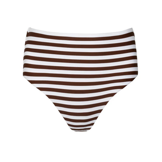 Minnow Womens Brown Stripe High Waisted Bikini Bottom