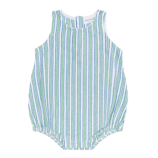Minnow Baby Tamarin Stripe French Terry Bubble Romper