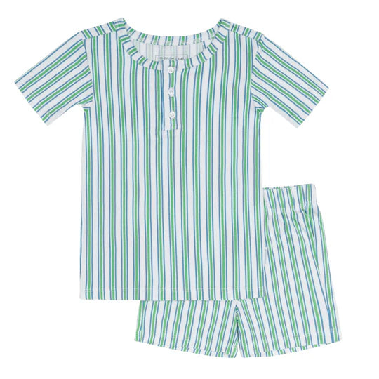 Minnow Unisex Tamarin Stripe Shirt and Short Pima Pajamas Set