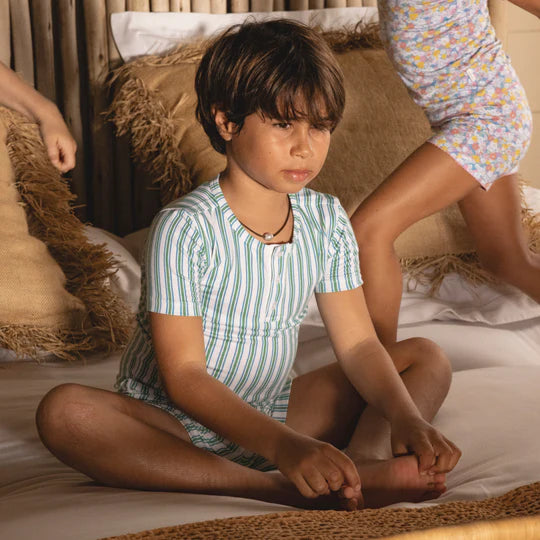 Minnow Unisex Tamarin Stripe Shirt and Short Pima Pajamas Set