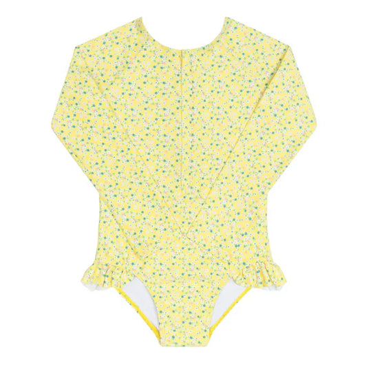 Minnow Girls Petite Fleur Front Zip Rashguard One Piece