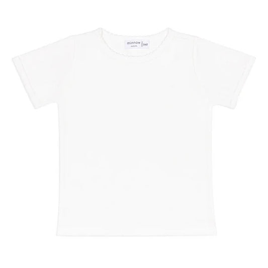 Minnow Girls Shell White Pointelle Puff Sleeve Shirt