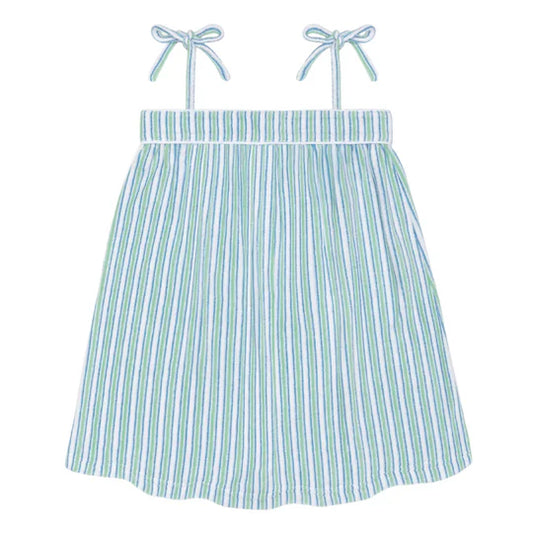 Minnow Girls Tamarin Stripe French Terry Tie-Strap Dress