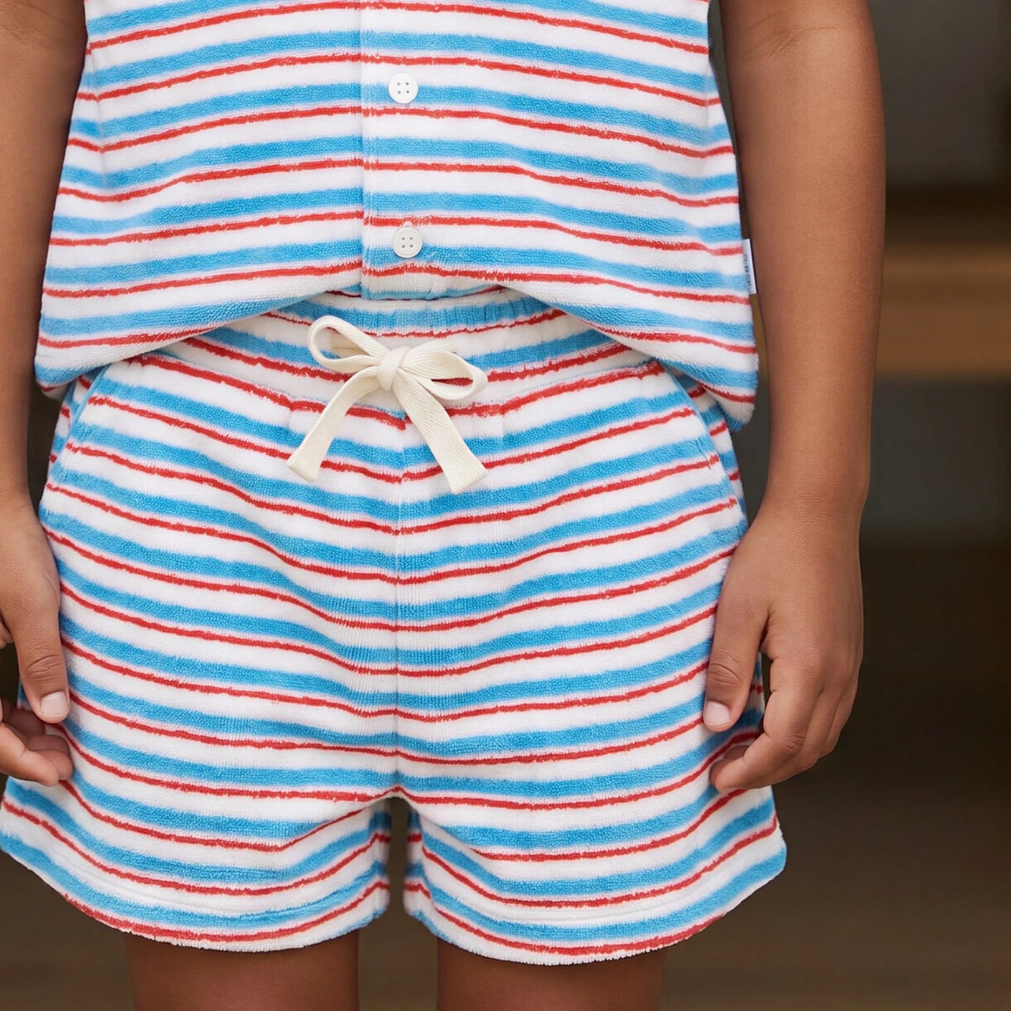 minnow boys jetty stripe french terry short