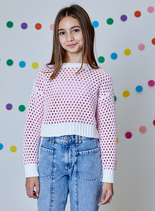 Design History Winter White Pink Undertoned Sweater