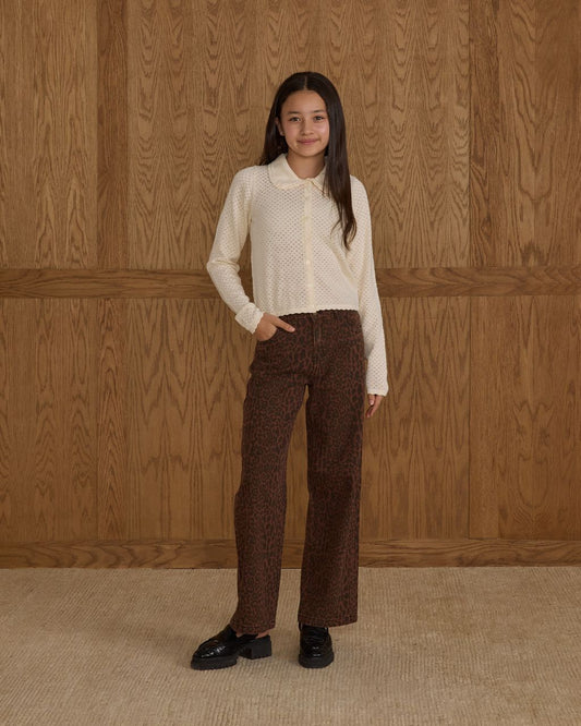 Rylee + Cru Teen's Baggy Wide Leg Denim Leopard