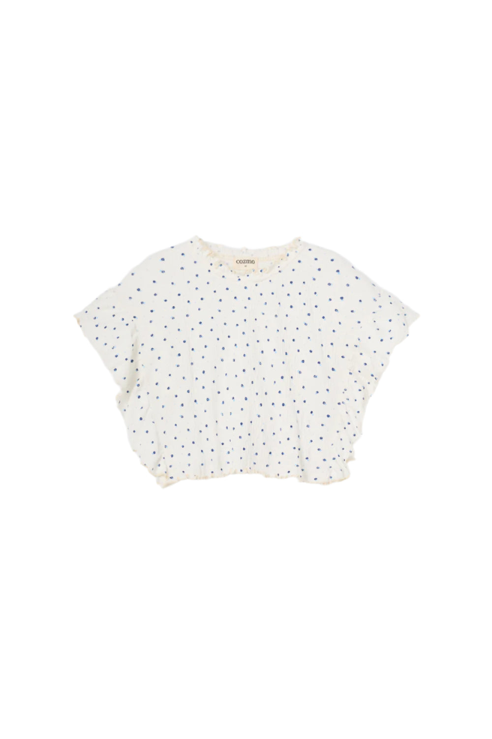 My Little Cozmo Floral Gauze Crop Top Ivory Blue