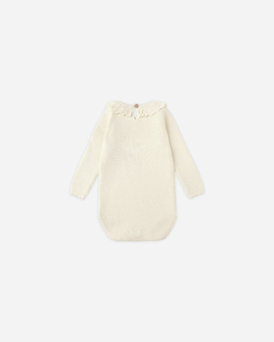 Rylee + Cru Ruffle Collar Bodysuit Natural