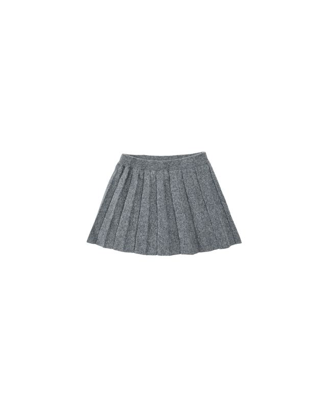 Rylee + Cru Knit Pleated Skirt Heathered Grey