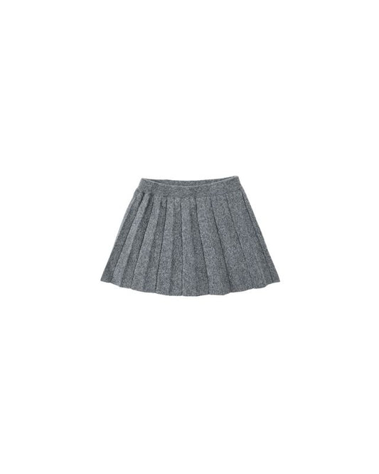 Rylee + Cru Knit Pleated Skirt Heathered Grey