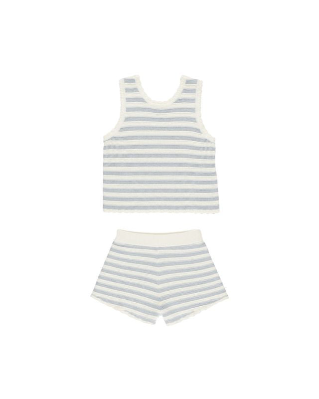 Rylee + Cru Crochet Tank Set Blue Stripe