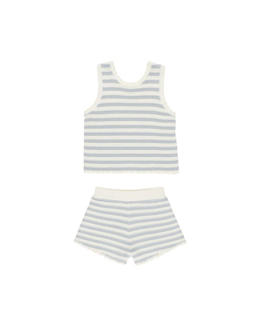 Rylee + Cru Crochet Tank Set Blue Stripe