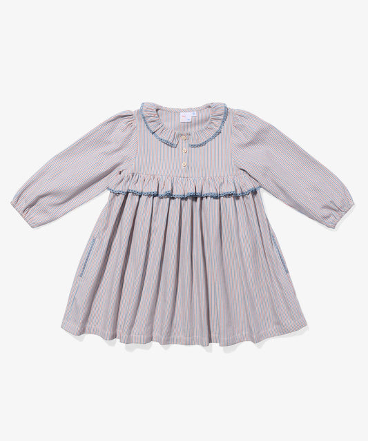Oso & Me Hannah Dress - Indigo Linen Stripe