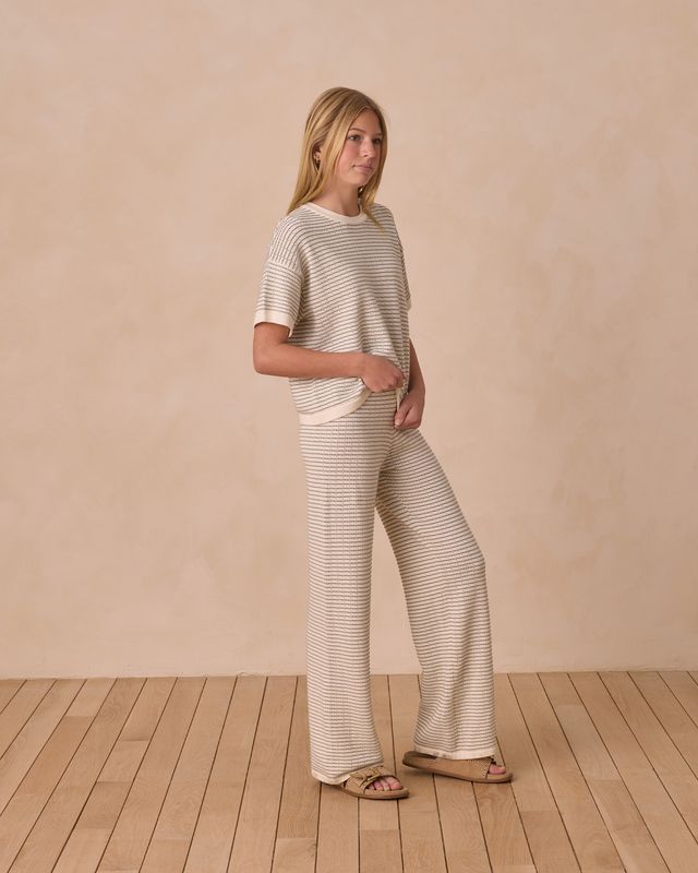 Rylee + Cru Knit Wide Leg Pant Sage Stripe