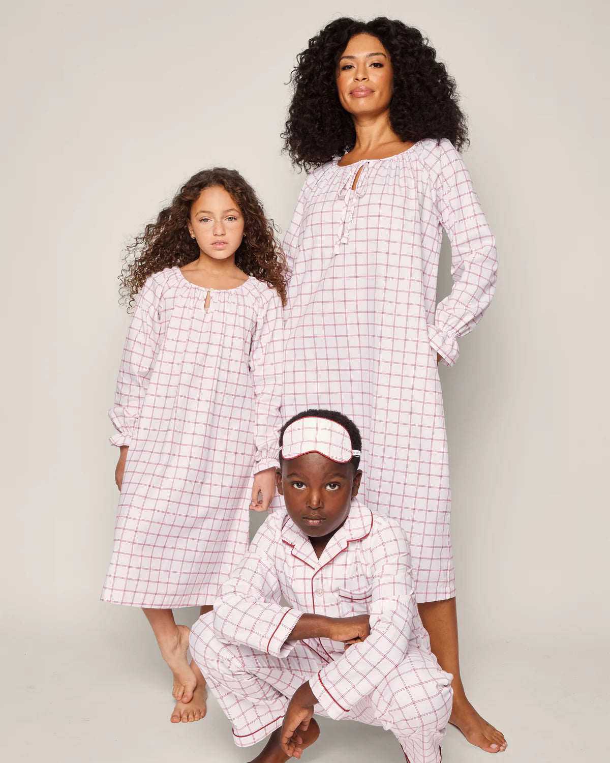 Petite Plume Girl's Twill Delphine Nightgown in Garnet Tattersall