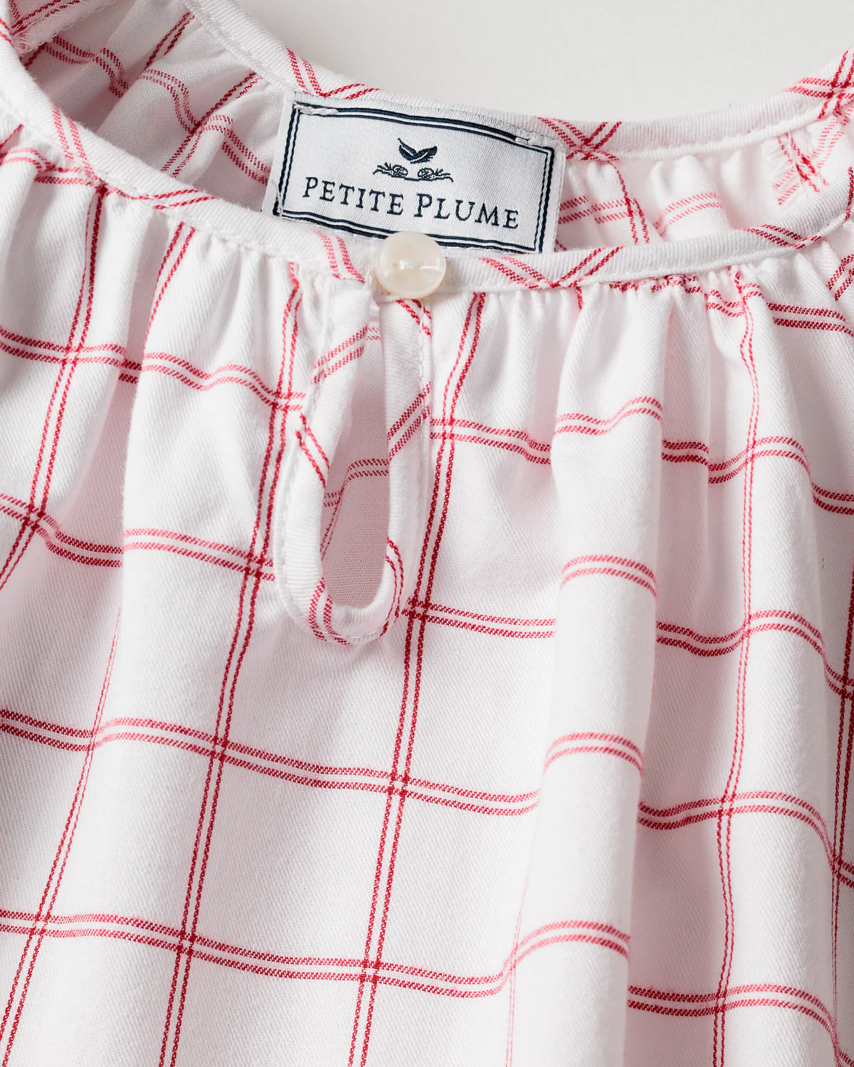 Petite Plume Girl's Twill Delphine Nightgown in Garnet Tattersall