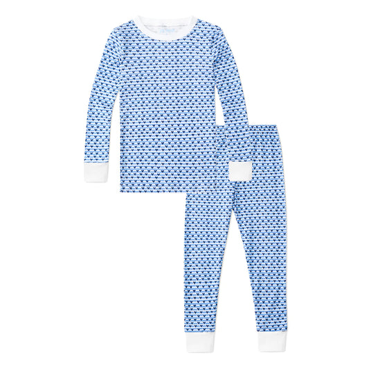Sailor Hearts Two Piece Pajamas in Chatham Blue