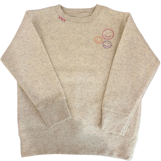 Sweet Olive Street 3 Smiley Girl Sweatshirt - Heather Natural