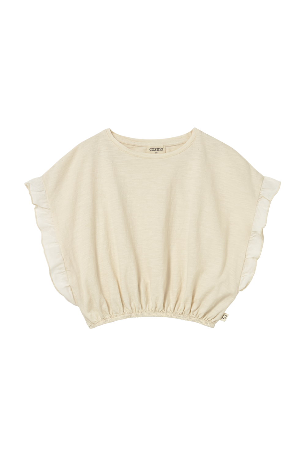 Cozmo Iris soft slub cotton ruffle sleeves Tshirt Ivory