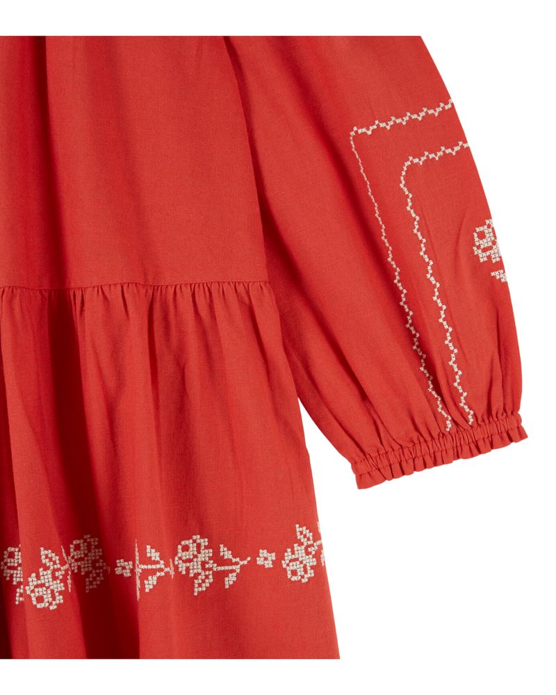 Emile & Ida Embroidered Dress Griotte