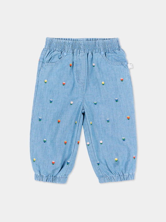 Stella McCartney - Baby Girl Chambray Pants with Tulips